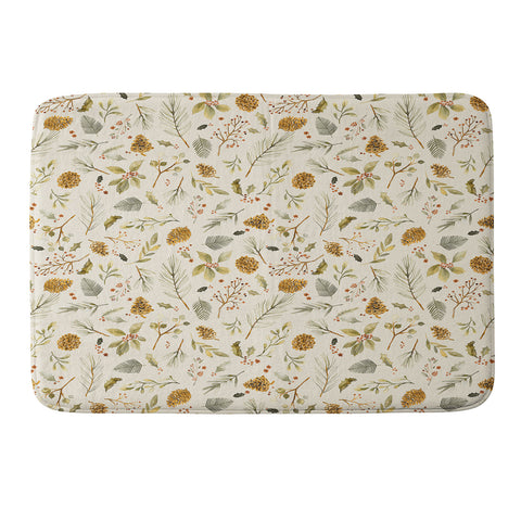 Ninola Design Christmas holiday botanical Memory Foam Bath Mat