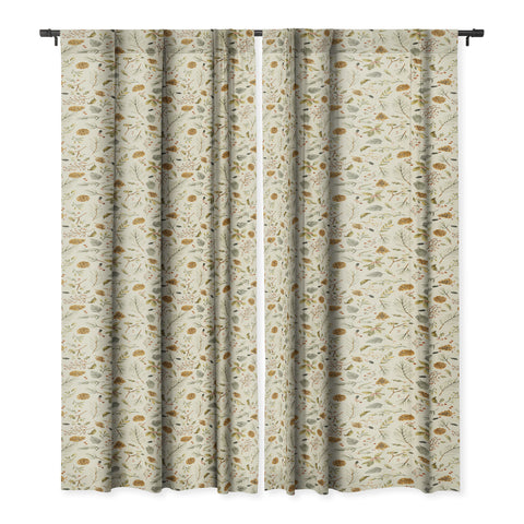 Ninola Design Christmas holiday botanical Blackout Window Curtain