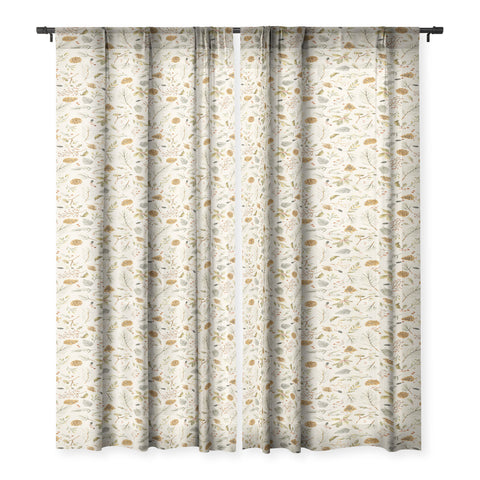 Ninola Design Christmas holiday botanical Sheer Window Curtain