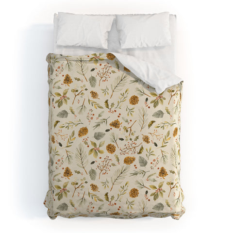 Ninola Design Christmas holiday botanical Duvet Cover
