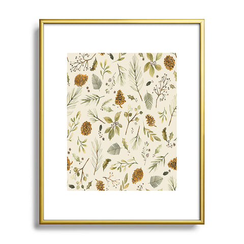 Ninola Design Christmas holiday botanical Metal Framed Art Print