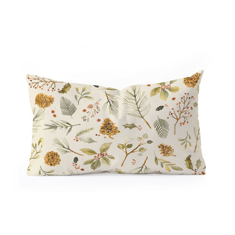 Ninola Design Christmas holiday botanical Oblong Throw Pillow