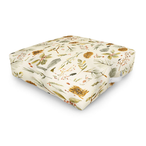 Ninola Design Christmas holiday botanical Outdoor Floor Cushion