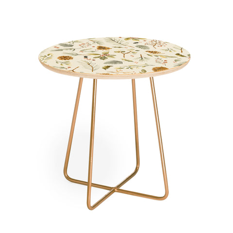 Ninola Design Christmas holiday botanical Round Side Table