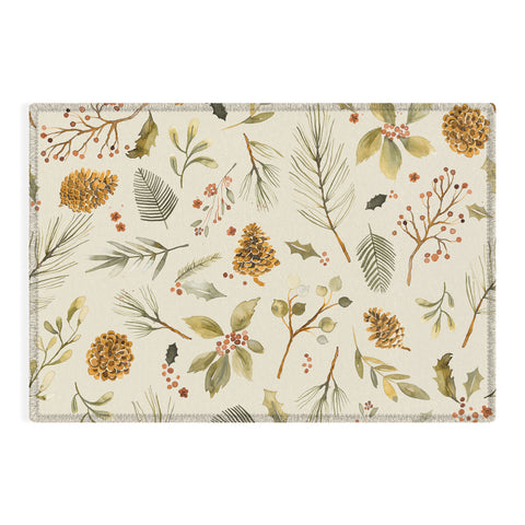 Ninola Design Christmas holiday botanical Outdoor Rug