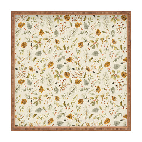 Ninola Design Christmas holiday botanical Square Tray