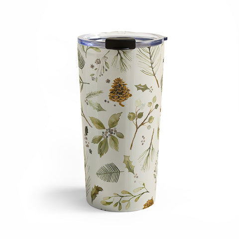 Ninola Design Christmas holiday botanical Travel Mug