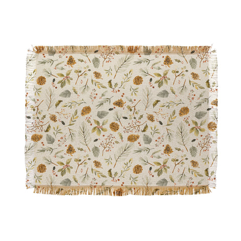 Ninola Design Christmas holiday botanical Throw Blanket
