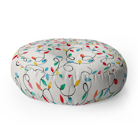 Ninola Design Christmas lights Floor Pillow Round