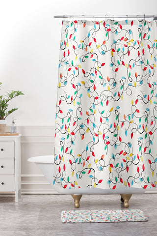 Ninola Design Christmas lights Shower Curtain And Mat