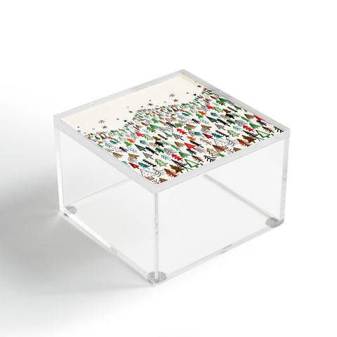 Ninola Design Christmas pines forest Red green Acrylic Box