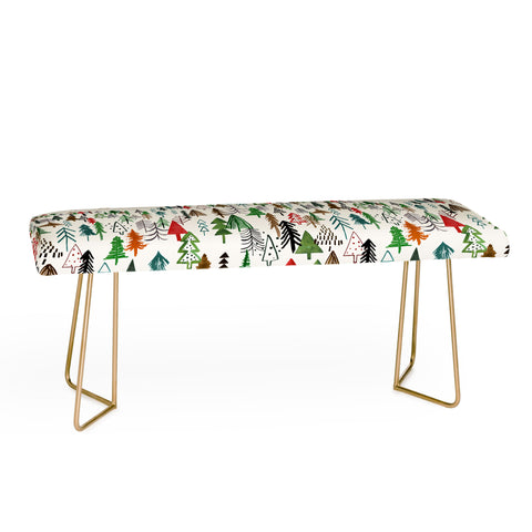 Ninola Design Christmas pines forest Red green Bench