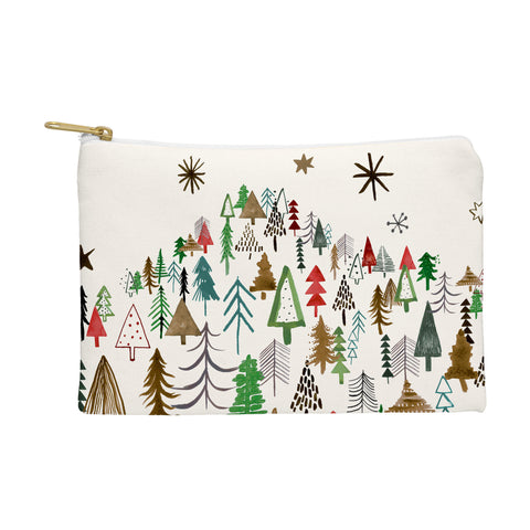 Ninola Design Christmas pines forest Red green Pouch