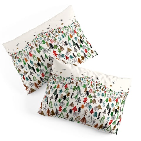 Ninola Design Christmas pines forest Red green Pillow Shams