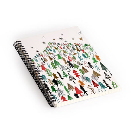 Ninola Design Christmas pines forest Red green Spiral Notebook