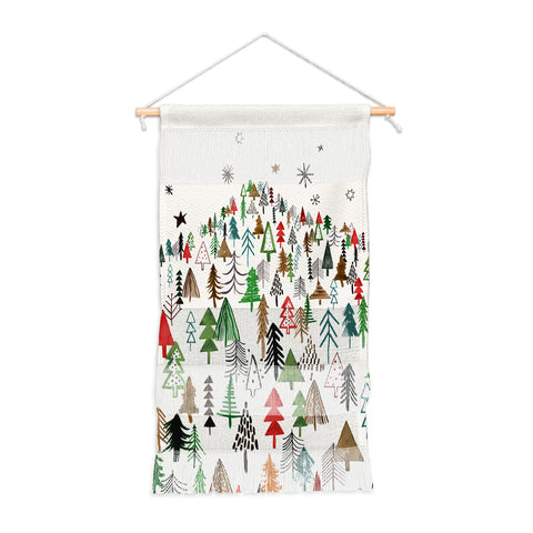 Ninola Design Christmas pines forest Red green Wall Hanging Portrait
