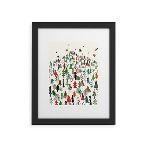 Ninola Design Christmas pines forest Red green Framed Art Print
