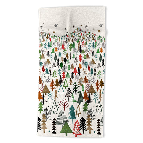 Ninola Design Christmas pines forest Red green Beach Towel