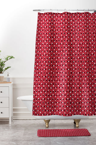 Ninola Design Christmas snow dots Shower Curtain And Mat