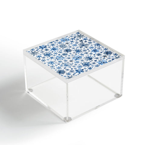 Ninola Design Christmas Stars Snowflakes Blue Acrylic Box