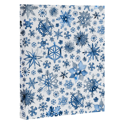 Ninola Design Christmas Stars Snowflakes Blue Art Canvas