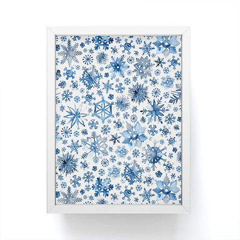 Ninola Design Christmas Stars Snowflakes Blue Framed Mini Art Print