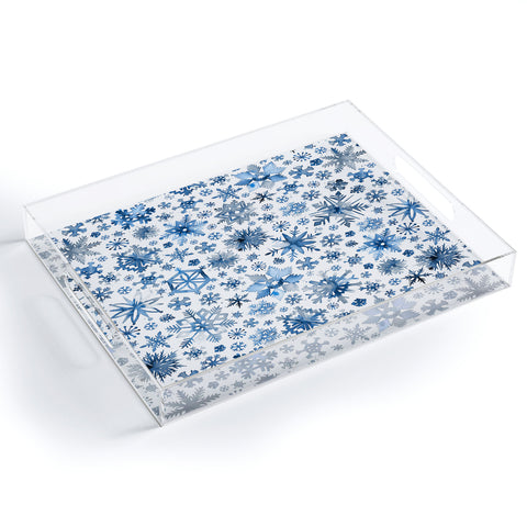 Ninola Design Christmas Stars Snowflakes Blue Acrylic Tray