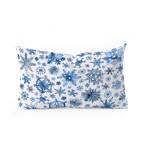 Ninola Design Christmas Stars Snowflakes Blue Oblong Throw Pillow
