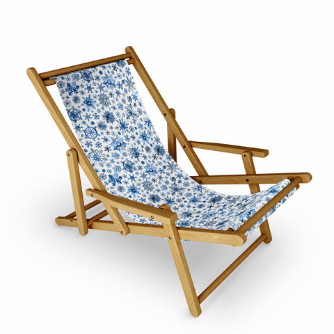 Ninola Design Christmas Stars Snowflakes Blue Sling Chair