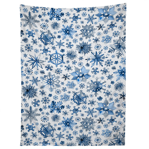 Ninola Design Christmas Stars Snowflakes Blue Tapestry