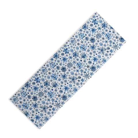Ninola Design Christmas Stars Snowflakes Blue Yoga Mat