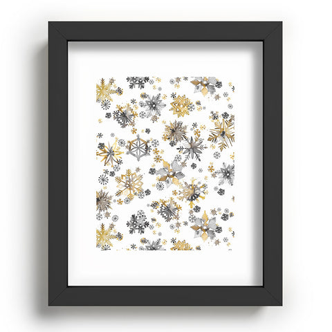Ninola Design Christmas Stars Snowflakes Golden Recessed Framing Rectangle
