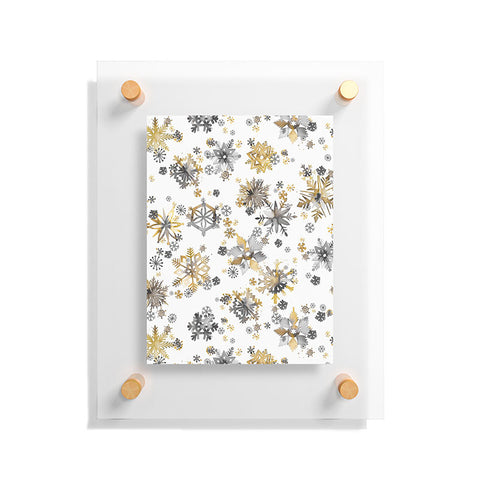Ninola Design Christmas Stars Snowflakes Golden Floating Acrylic Print