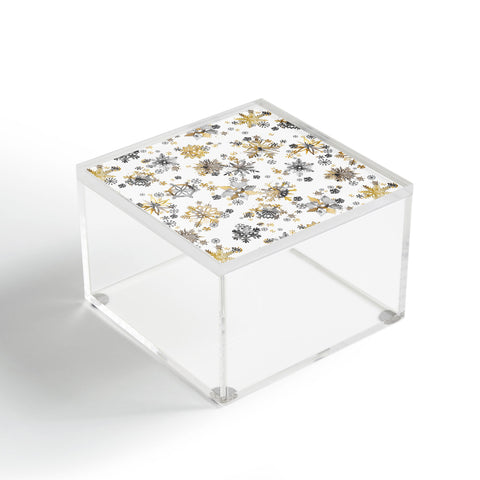 Ninola Design Christmas Stars Snowflakes Golden Acrylic Box