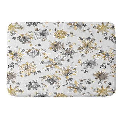 Ninola Design Christmas Stars Snowflakes Golden Memory Foam Bath Mat