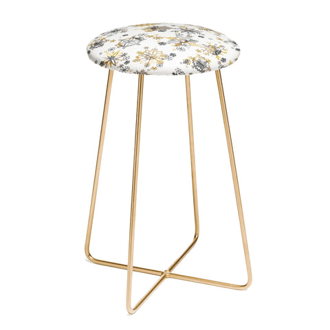 Ninola Design Christmas Stars Snowflakes Golden Counter Stool