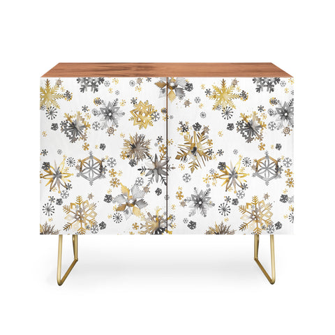 Ninola Design Christmas Stars Snowflakes Golden Credenza