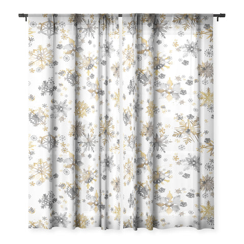 Ninola Design Christmas Stars Snowflakes Golden Sheer Non Repeat