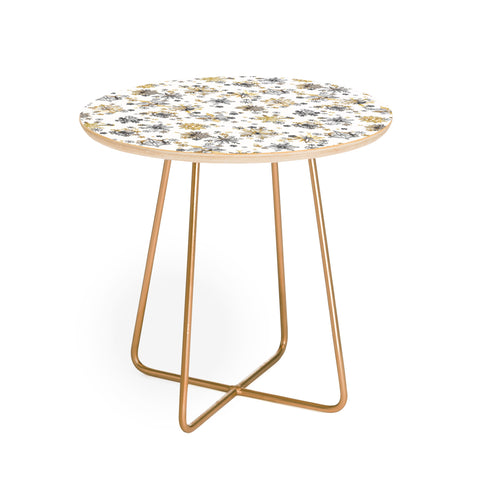 Ninola Design Christmas Stars Snowflakes Golden Round Side Table
