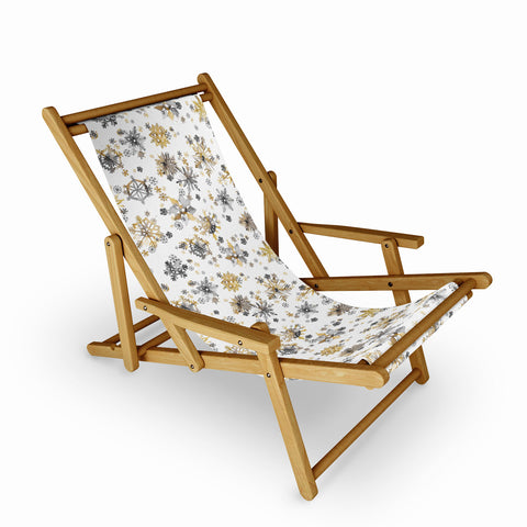 Ninola Design Christmas Stars Snowflakes Golden Sling Chair