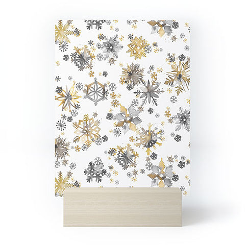 Ninola Design Christmas Stars Snowflakes Golden Mini Art Print
