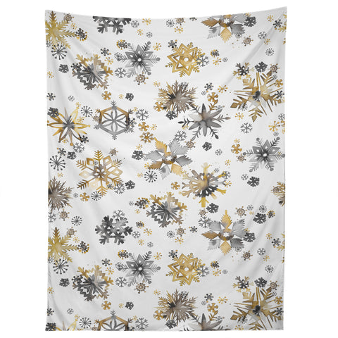 Ninola Design Christmas Stars Snowflakes Golden Tapestry