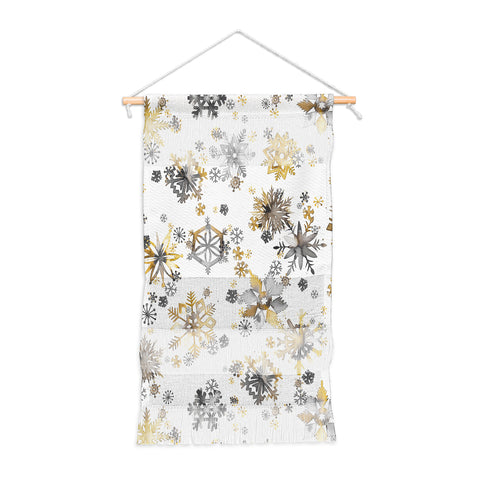 Ninola Design Christmas Stars Snowflakes Golden Wall Hanging Portrait