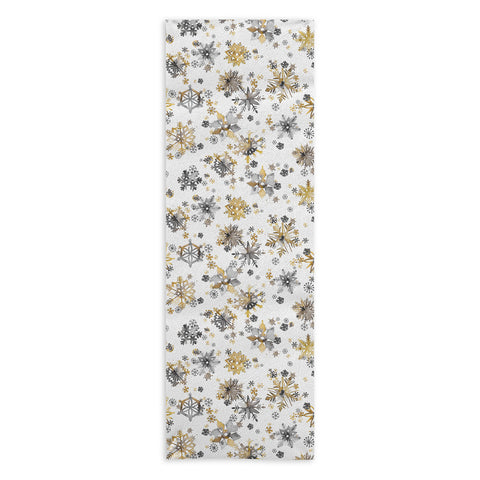 Ninola Design Christmas Stars Snowflakes Golden Yoga Towel