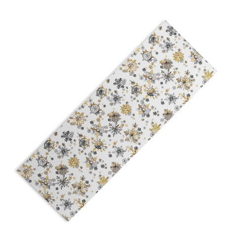 Ninola Design Christmas Stars Snowflakes Golden Yoga Mat
