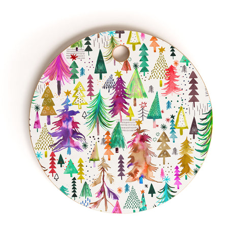 Ninola Design Christmas Trees Simply Modern Cutting Board Round