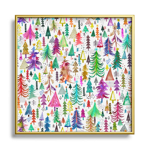 Ninola Design Christmas Trees Simply Modern Metal Square Framed Art Print