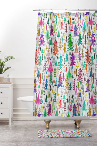 Ninola Design Christmas Trees Simply Modern Shower Curtain And Mat