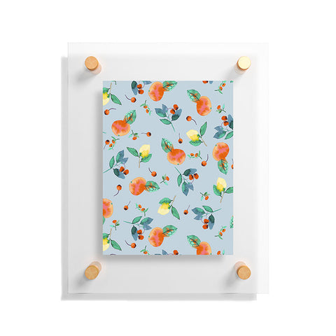 Ninola Design Citrus fruits Summer Blue Floating Acrylic Print