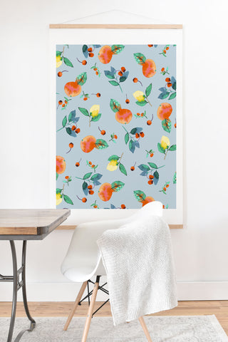 Ninola Design Citrus fruits Summer Blue Art Print And Hanger